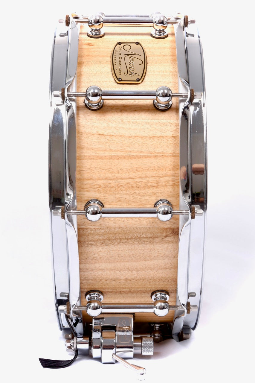 Blackbutt Block Stave Snare Drum. Natural Finish. 14″ x 5 1/2″ Chrome Hardware
