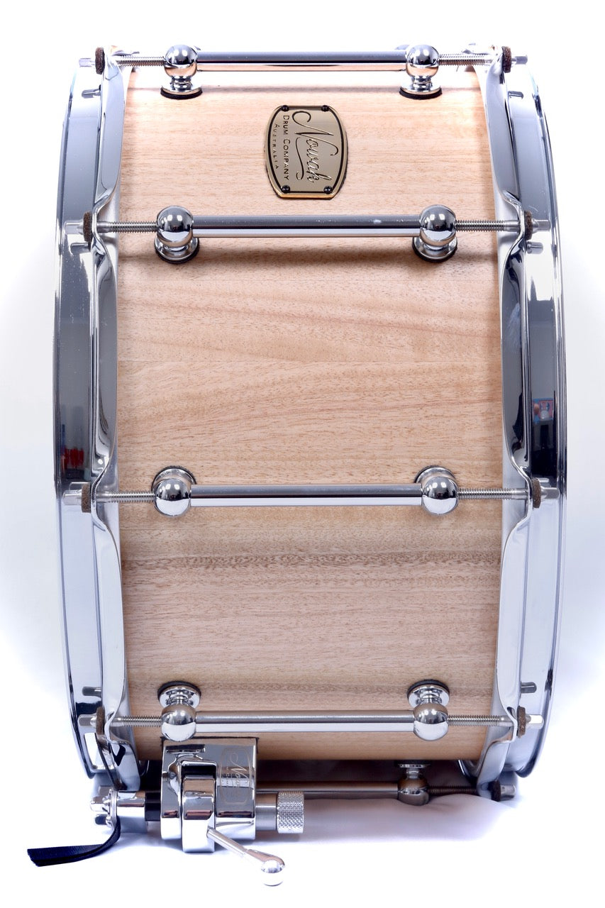 Blackbutt Block Stave Snare Drum. Natural Finish. 14″ x 8″ Chrome Hardware