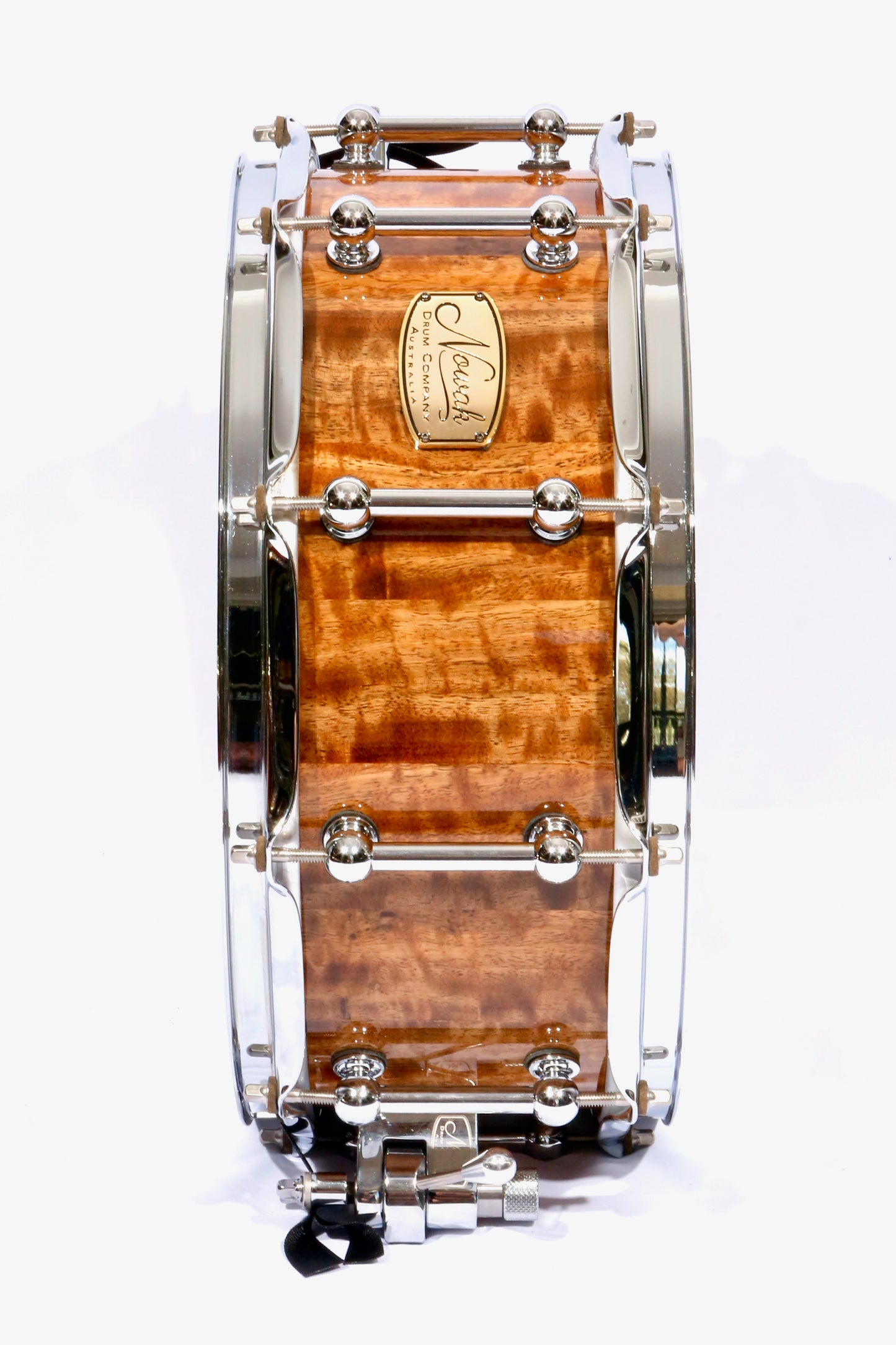 Marri Block Stave Snare Drum. Ultra High Gloss Finish. 14″ x 5 1/2″ Chrome Hardware