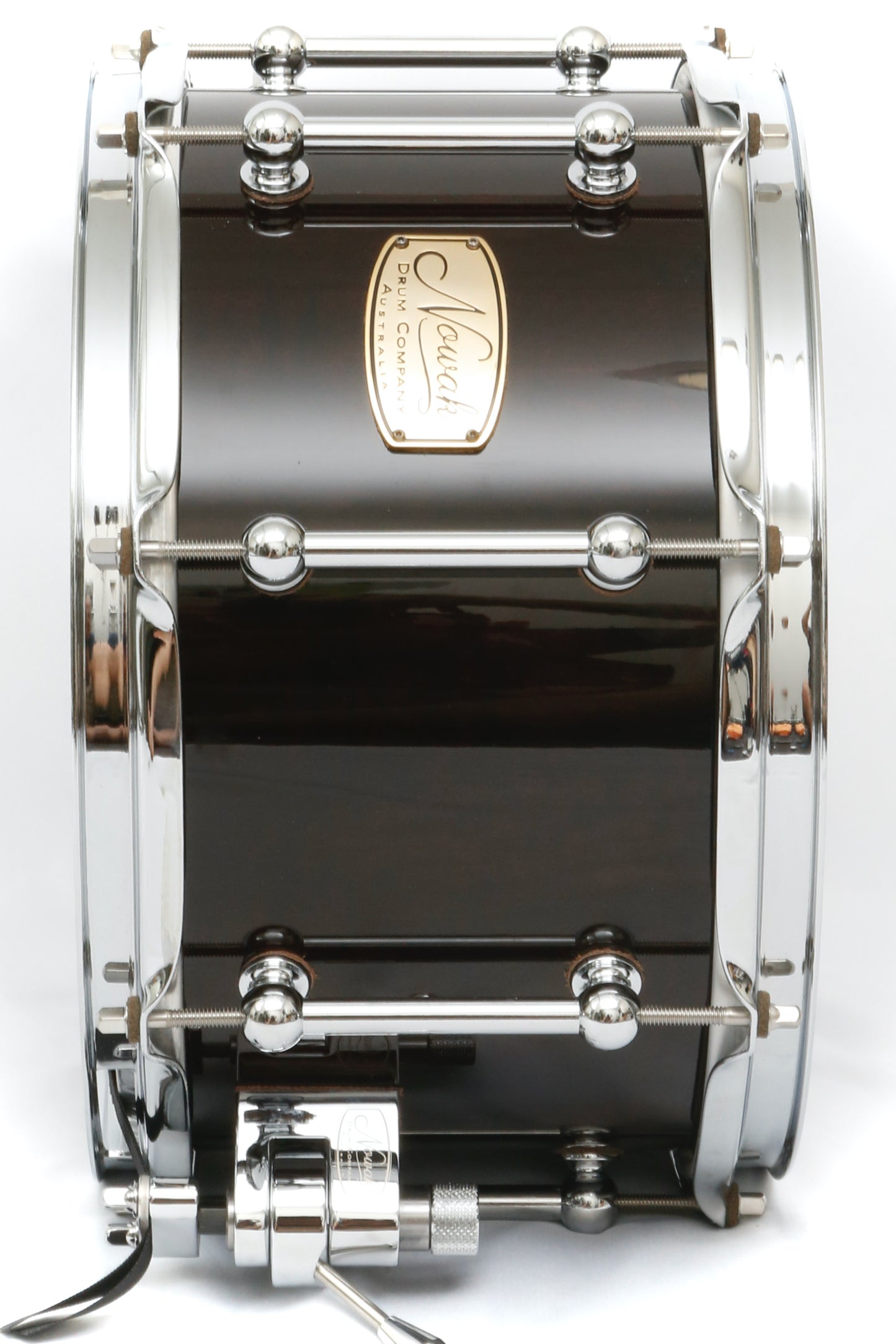 Sheoak (Black Stain) Block Stave Snare Drum. Ultra High Gloss. 12″ x 7″ Chrome Hardware