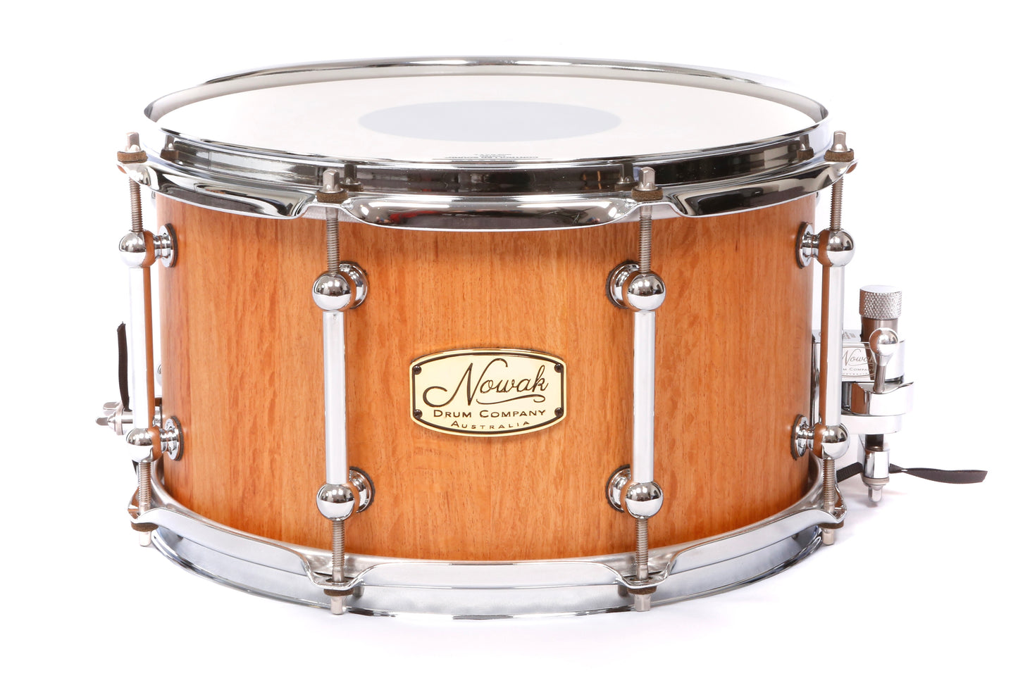 Sheoak Block Stave Snare Drum. Natural Finish. 12″ x 7″ Chrome Hardware
