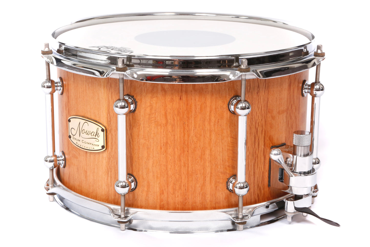 Sheoak Block Stave Snare Drum. Natural Finish. 12″ x 7″ Chrome Hardware