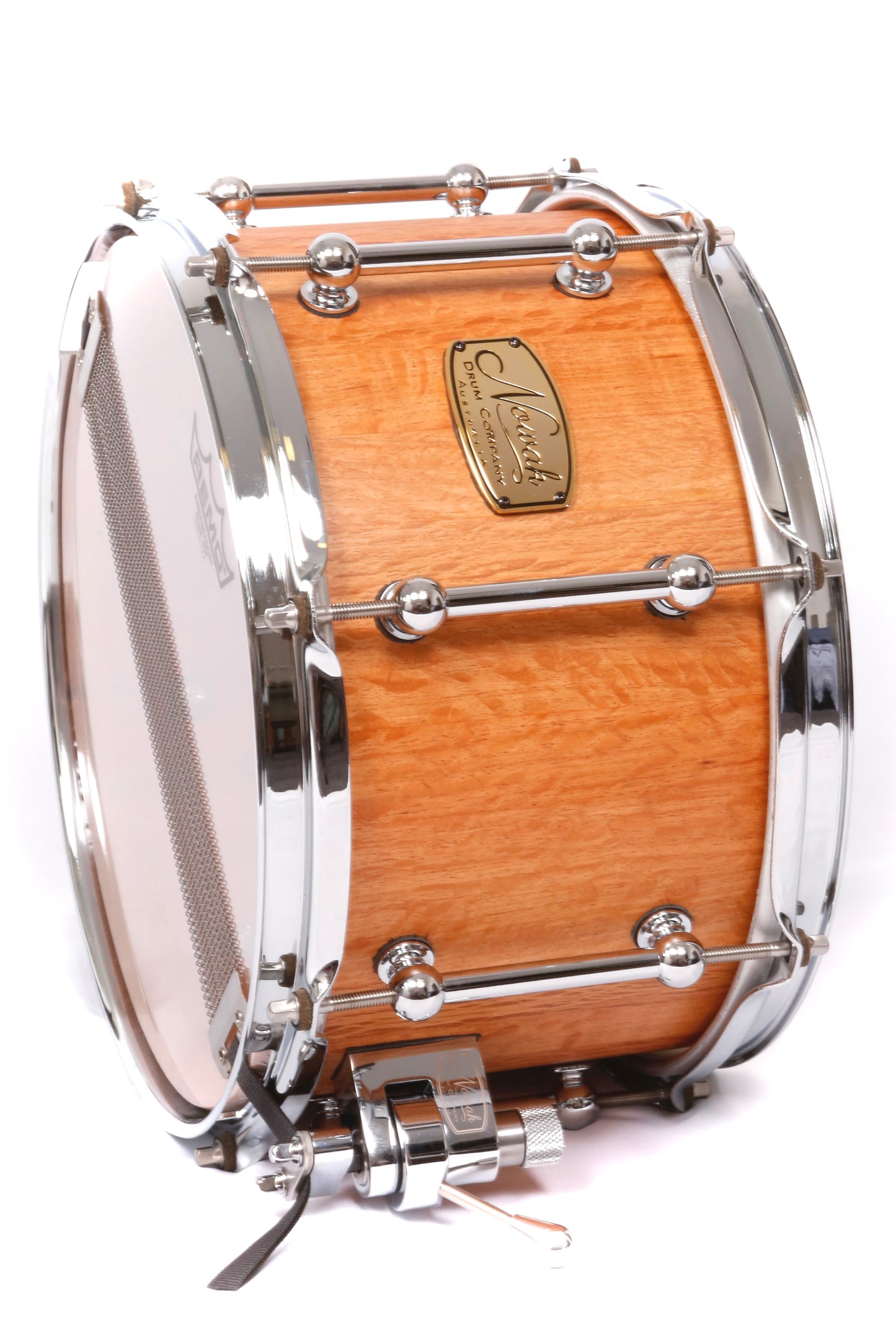 Sheoak Block Stave Snare Drum. Natural Finish. 12″ x 7″ Chrome Hardware