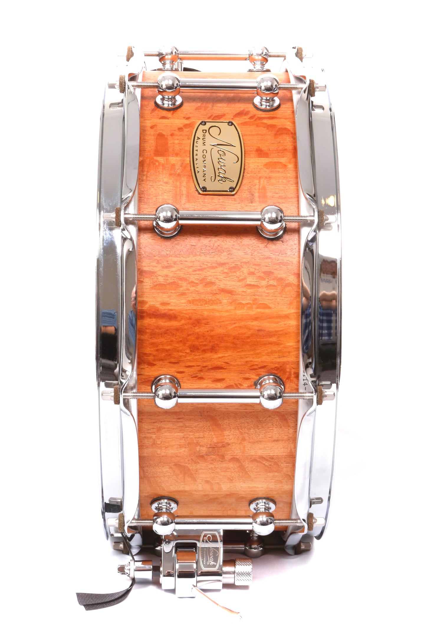 Sheoak Block Stave Snare Drum. Natural Finish. 14″ x 5 1/2″ Chrome Hardware