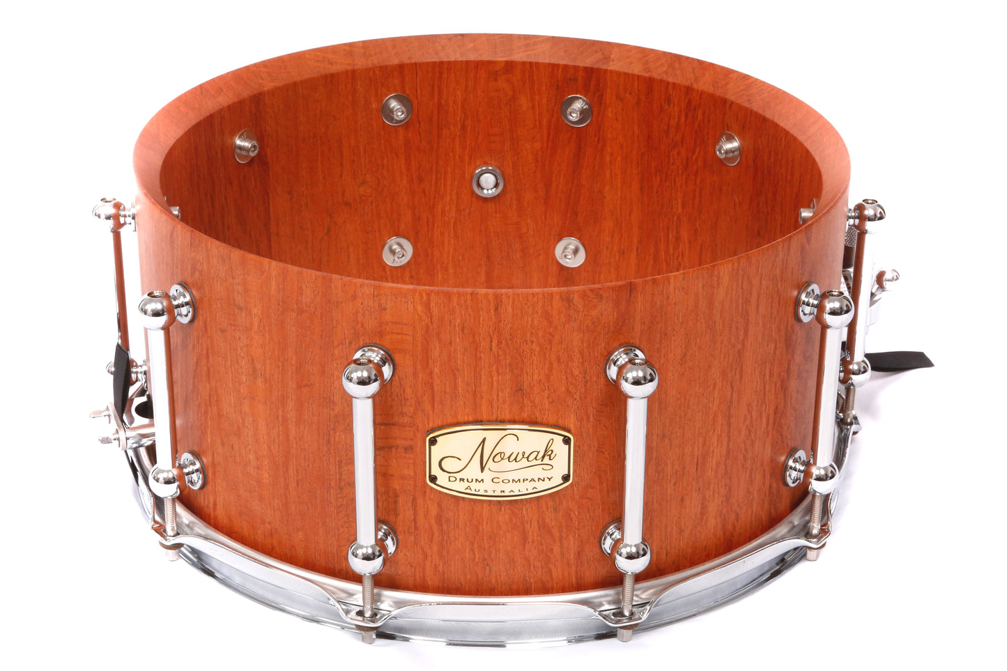 Sheoak Block Stave Snare Drum. Natural Finish. 14″ x 6 1/2″ Chrome Hardware