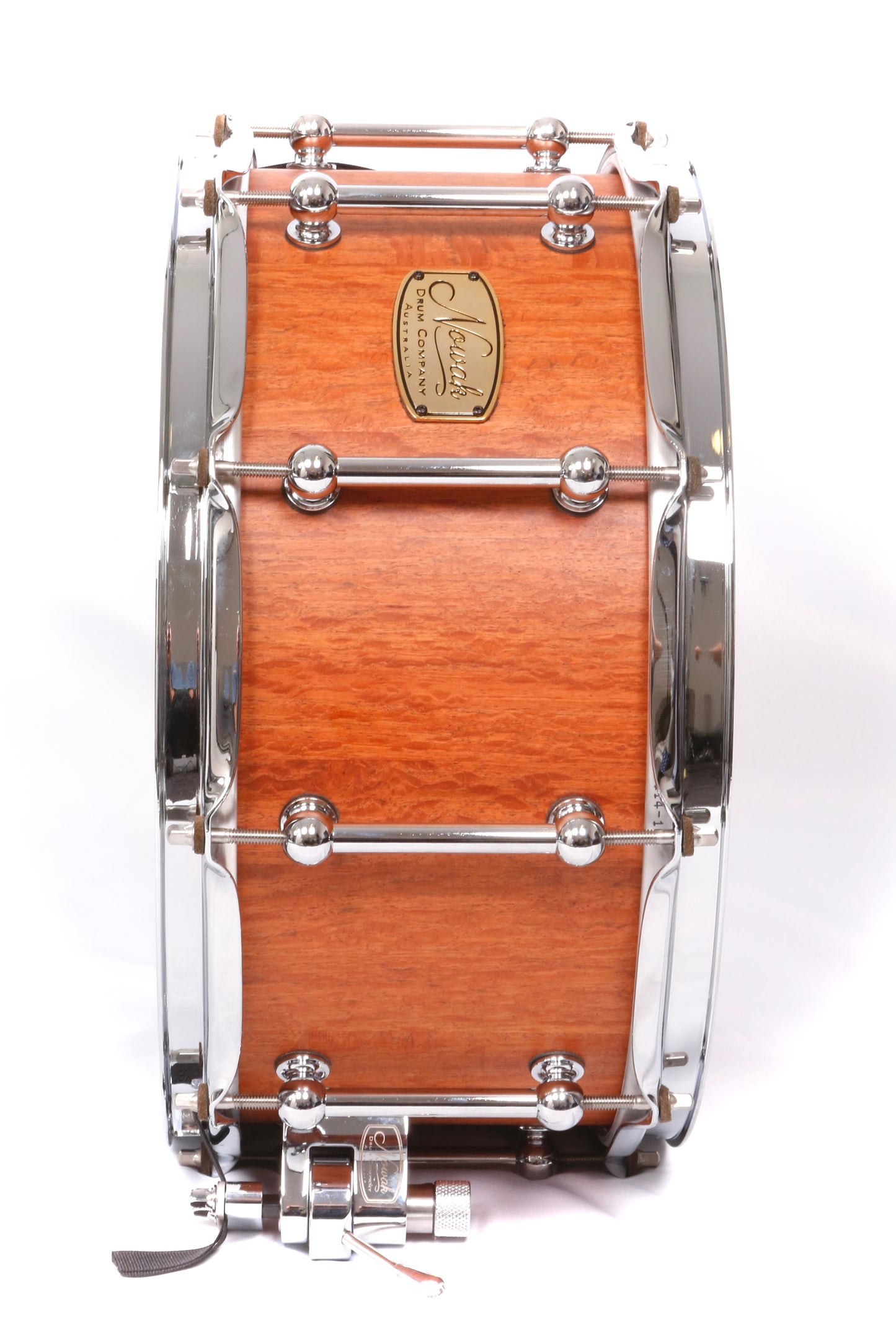 Sheoak Block Stave Snare Drum. Natural Finish. 14″ x 6 1/2″ Chrome Hardware