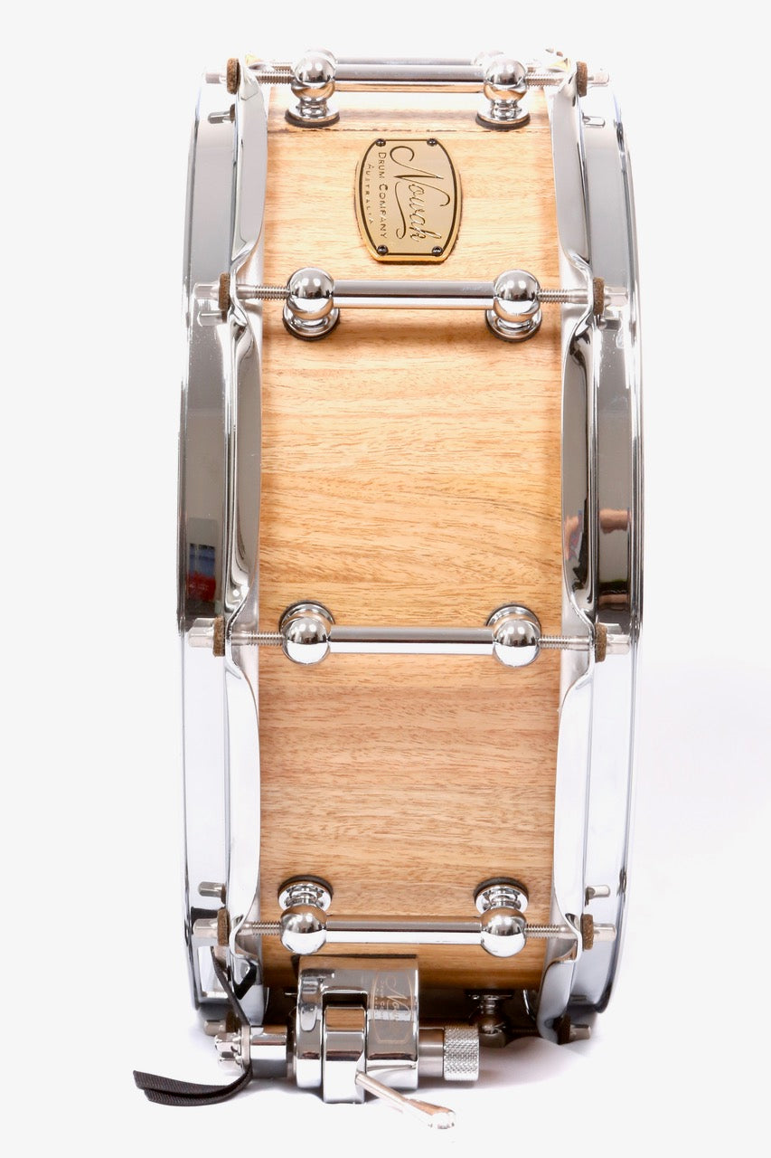 Marri Block Stave Snare Drum.  Natural Finish. 14″ x 5 1/2″ Chrome Hardware