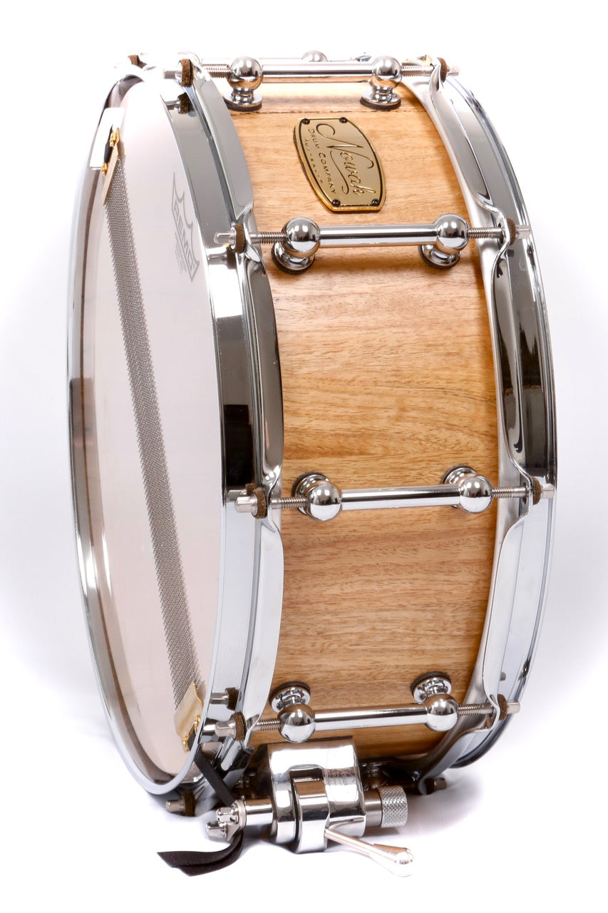 Marri Block Stave Snare Drum.  Natural Finish. 14″ x 5 1/2″ Chrome Hardware