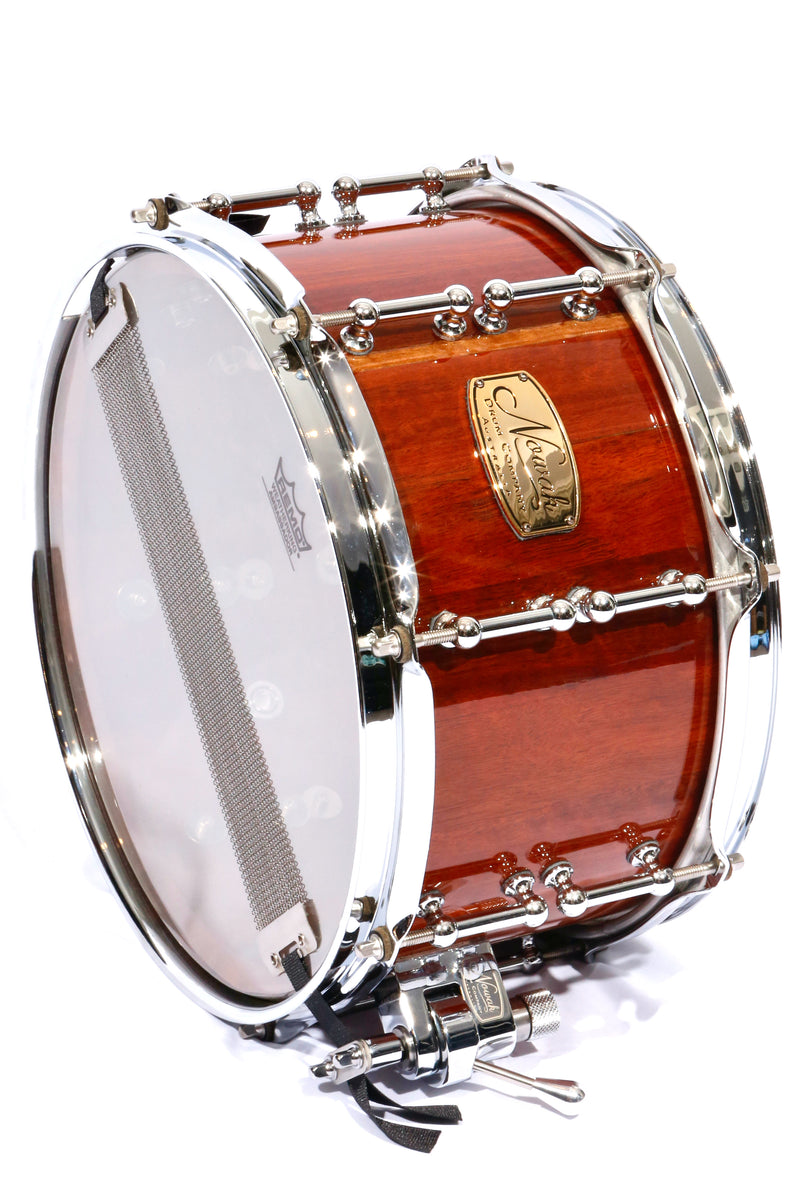 Jarrah Block Stave Snare Drum. Ultra High Gloss. 12″ x 6 1/2″ Chrome Hardware