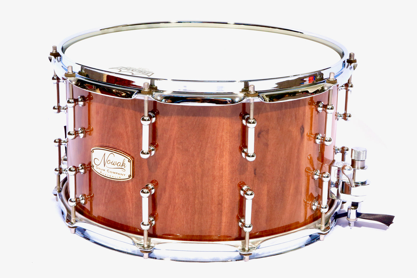 Wandoo Block Stave Snare Drum. Ultra High Gloss. 14″ x 8″ Chrome Hardware