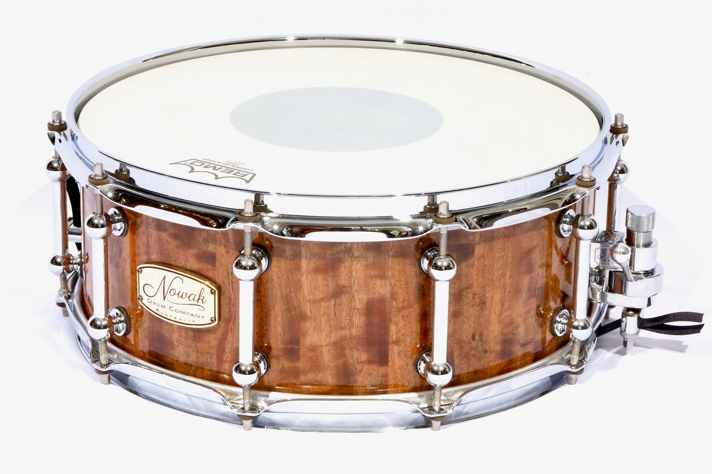 Marri Block Stave Snare Drum. Ultra High Gloss Finish. 14″ x 5 1/2″ Chrome Hardware