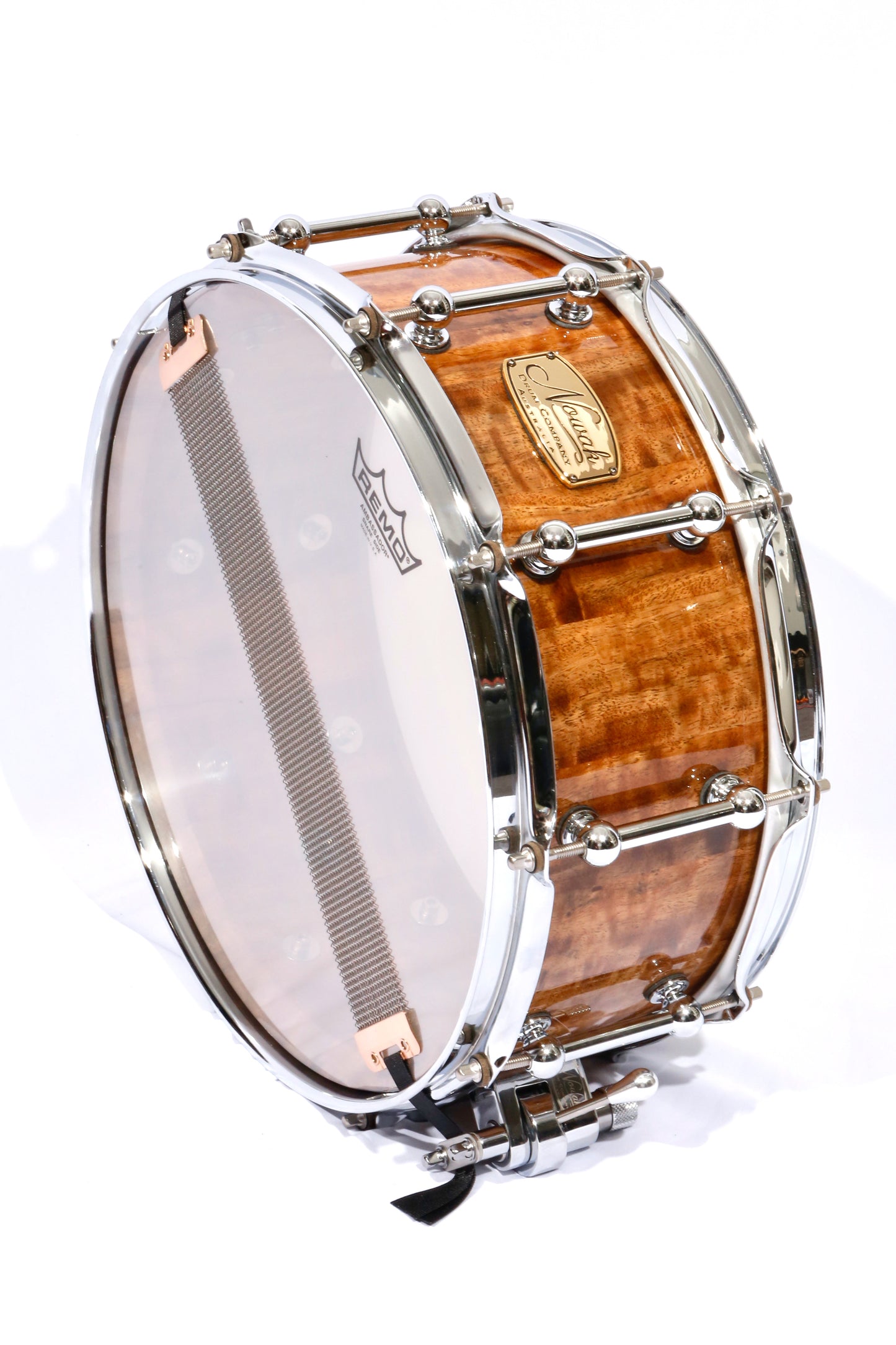 Marri Block Stave Snare Drum. Ultra High Gloss Finish. 14″ x 5 1/2″ Chrome Hardware