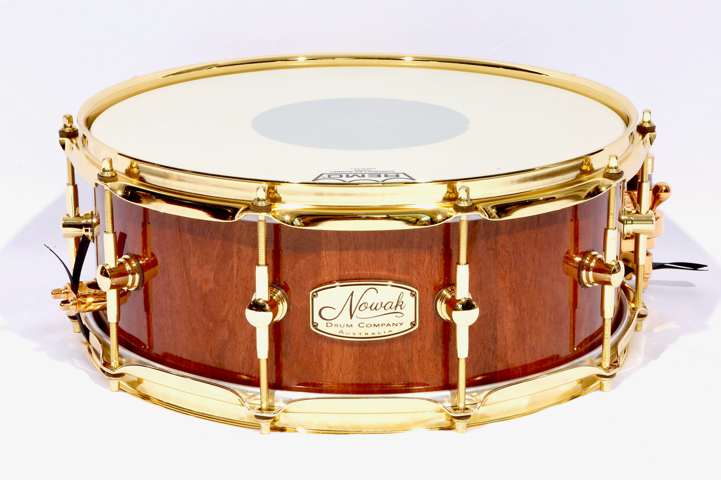 Wandoo Block Stave Snare Drum. Natural Finish. 14″ x 5 1/2″ Gold Hardware