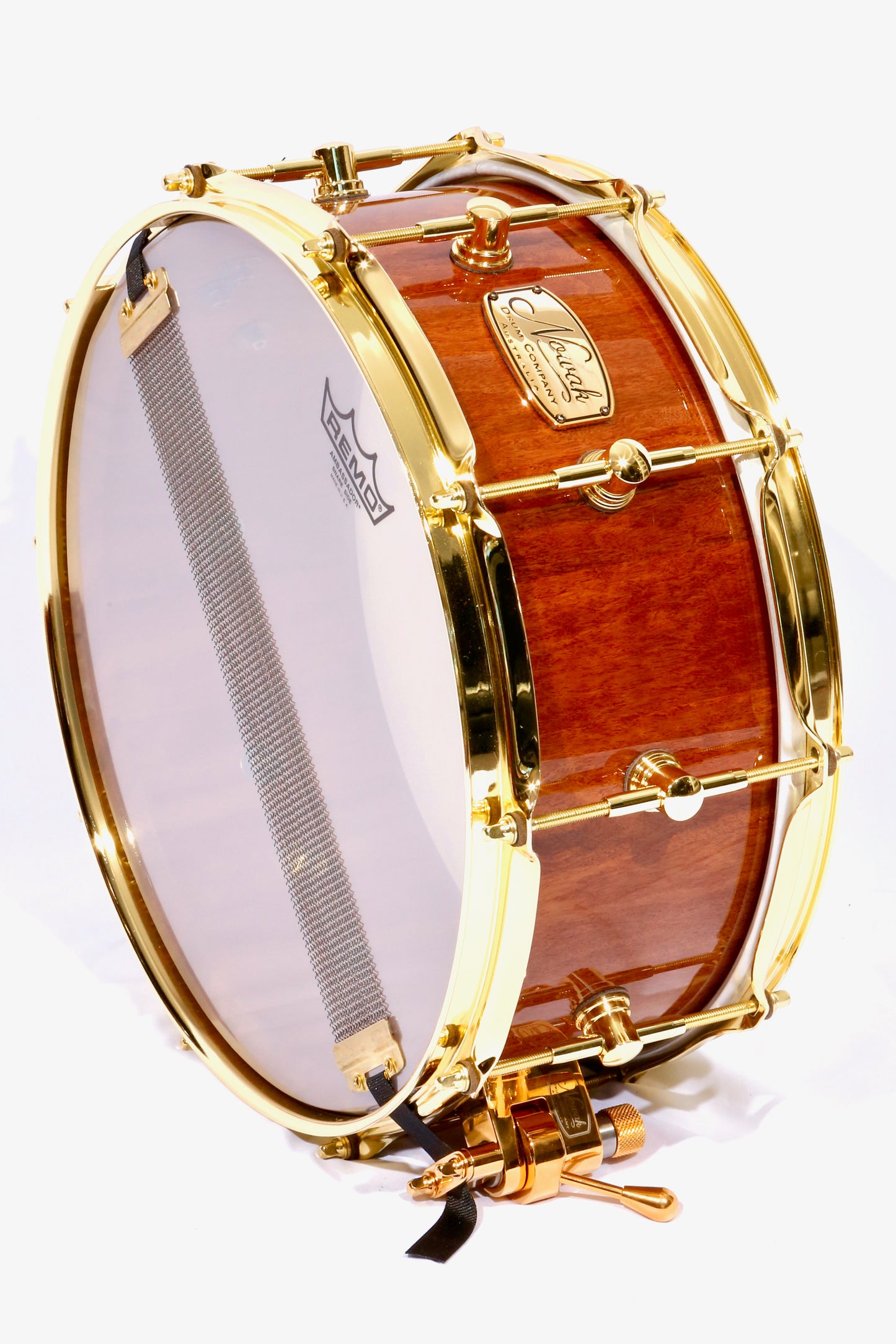 Wandoo Block Stave Snare Drum. Natural Finish. 14″ x 5 1/2″ Gold Hardware