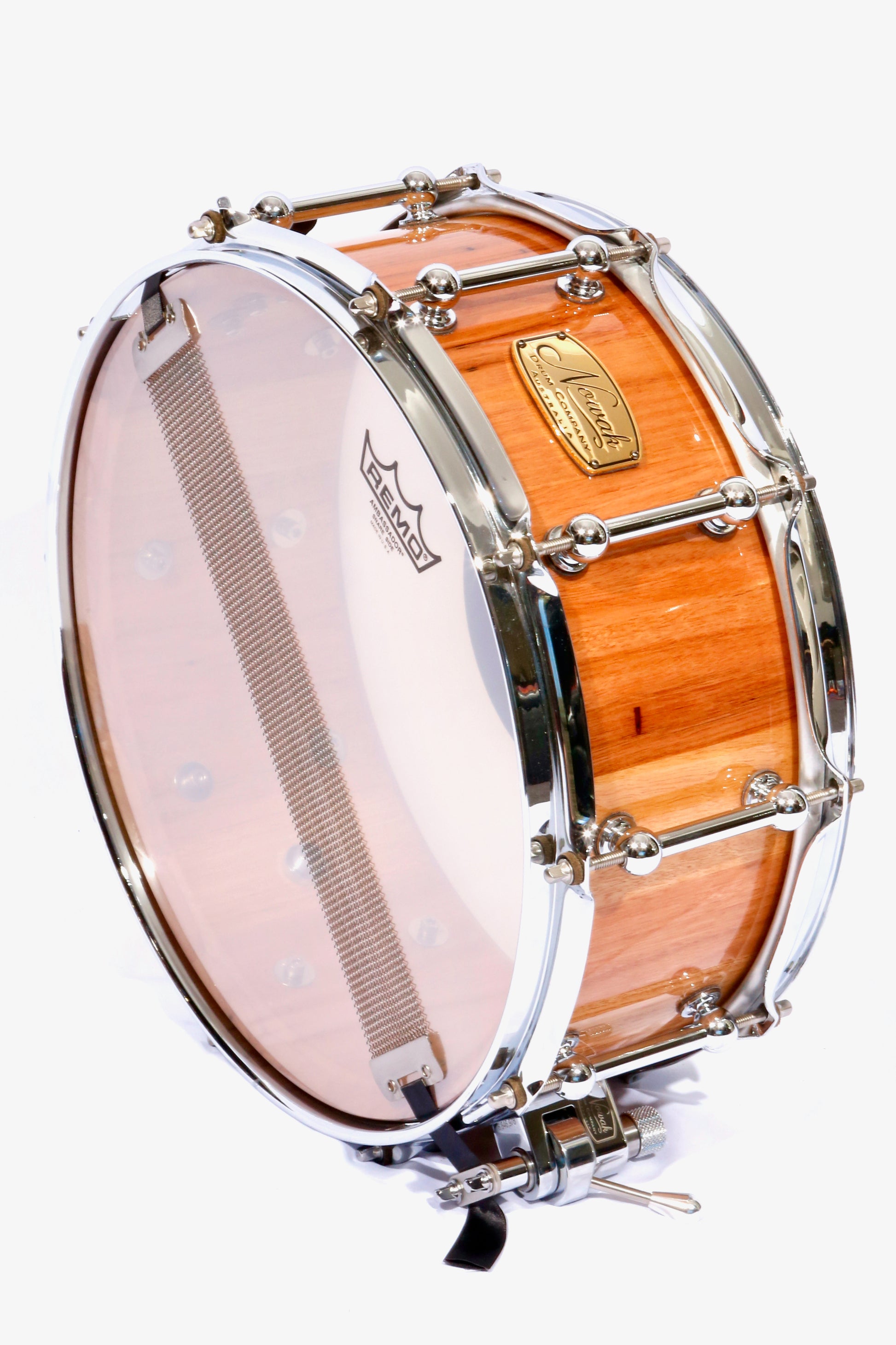 Blackbutt Block Stave Snare Drum. Ultra High Gloss Finish. 14″ x 5 1/2″ Chrome Hardware