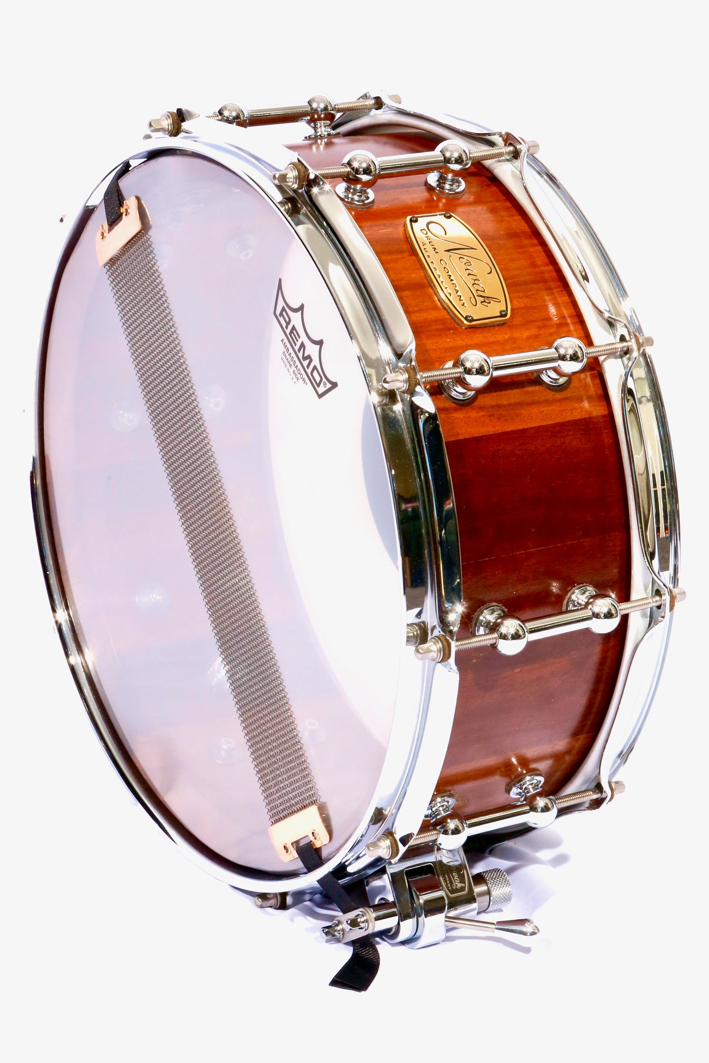 Wandoo Block Stave Snare Drum. Natural Finish. 14″ x 5 1/2″ Chrome Hardware