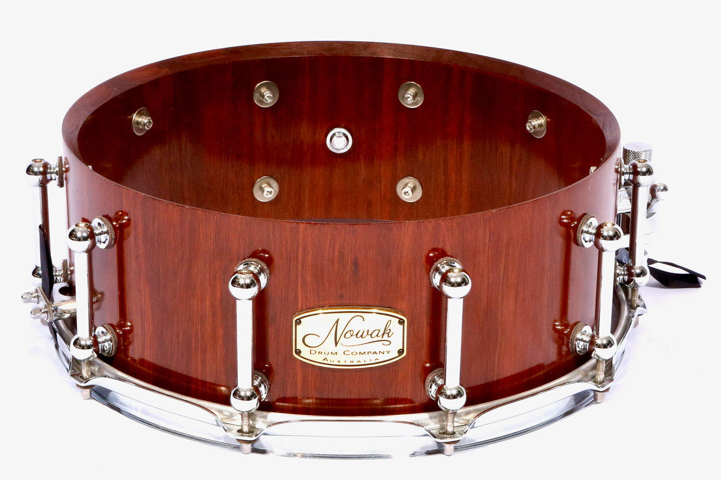 Wandoo Block Stave Snare Drum. Natural Finish. 14″ x 5 1/2″ Chrome Hardware