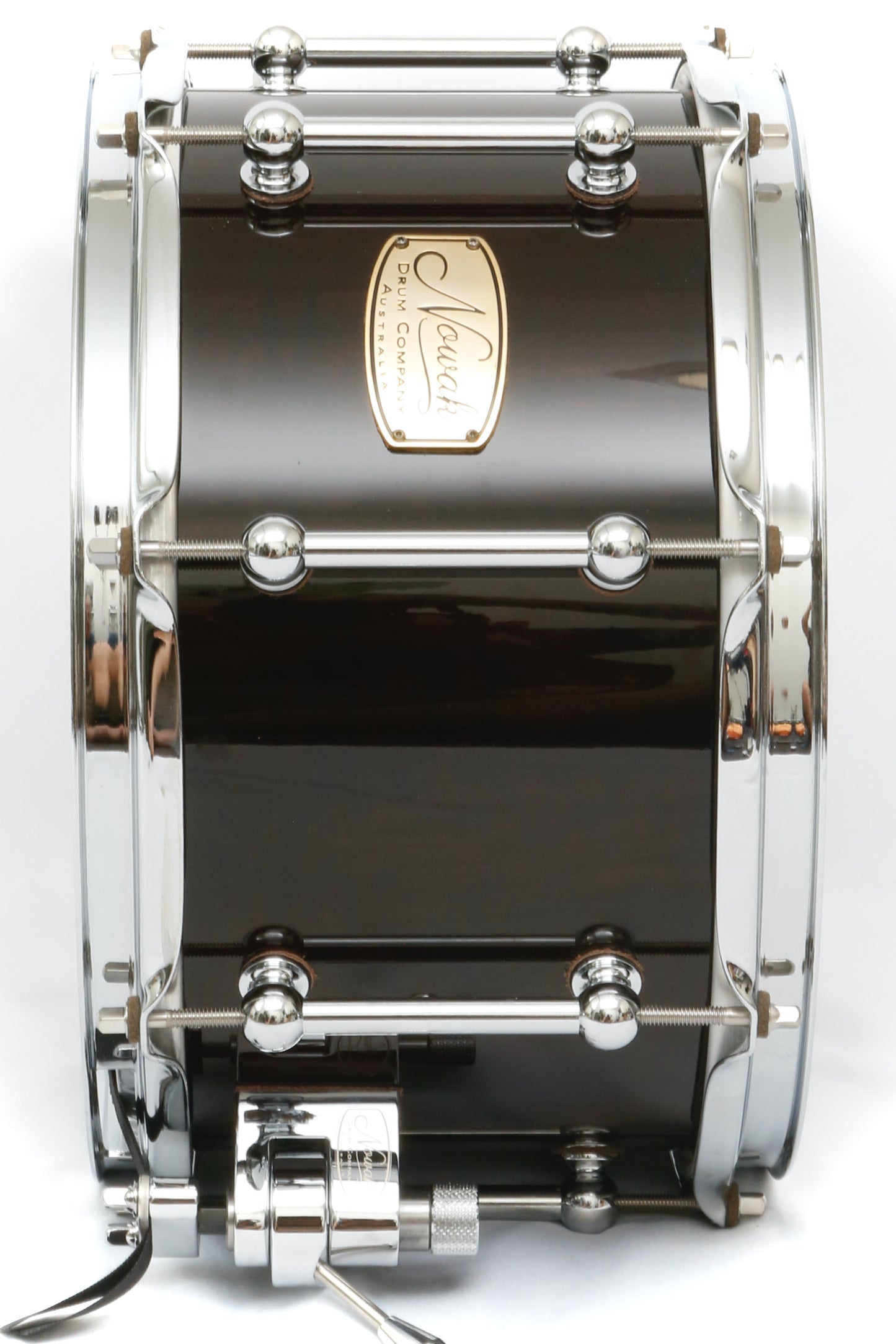 Sheoak (Black Stain) Block Stave Snare Drum.  Ultra High Gloss. 12″ x 7″ Chrome Hardware