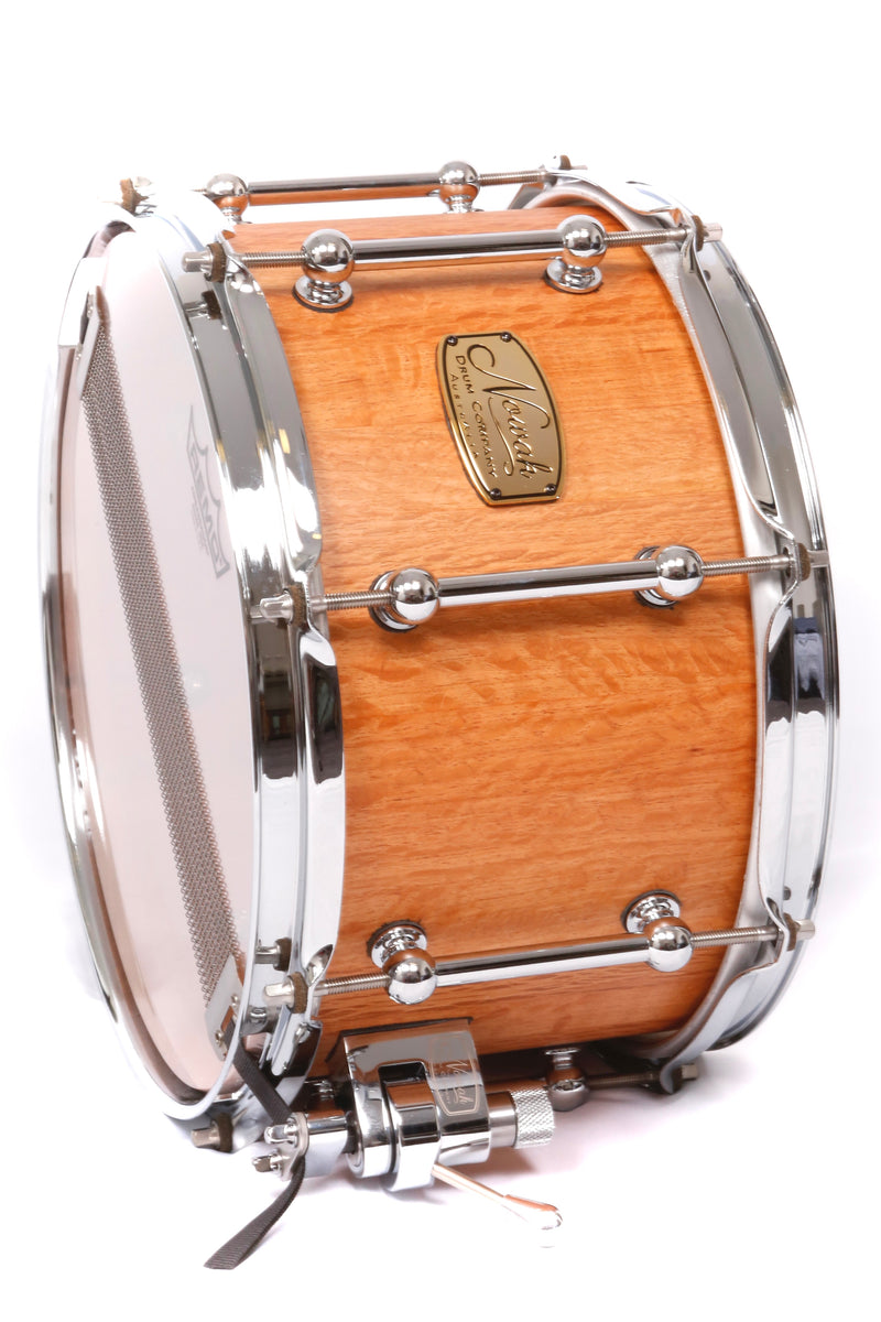 Sheoak Block Stave Snare Drum.  Natural Finish. 12″ x 7″ Chrome Hardware