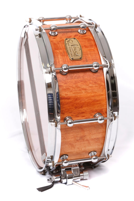Sheoak Block Stave Snare Drum.  Natural Finish. 14″ x 5 1/2″ Chrome Hardware