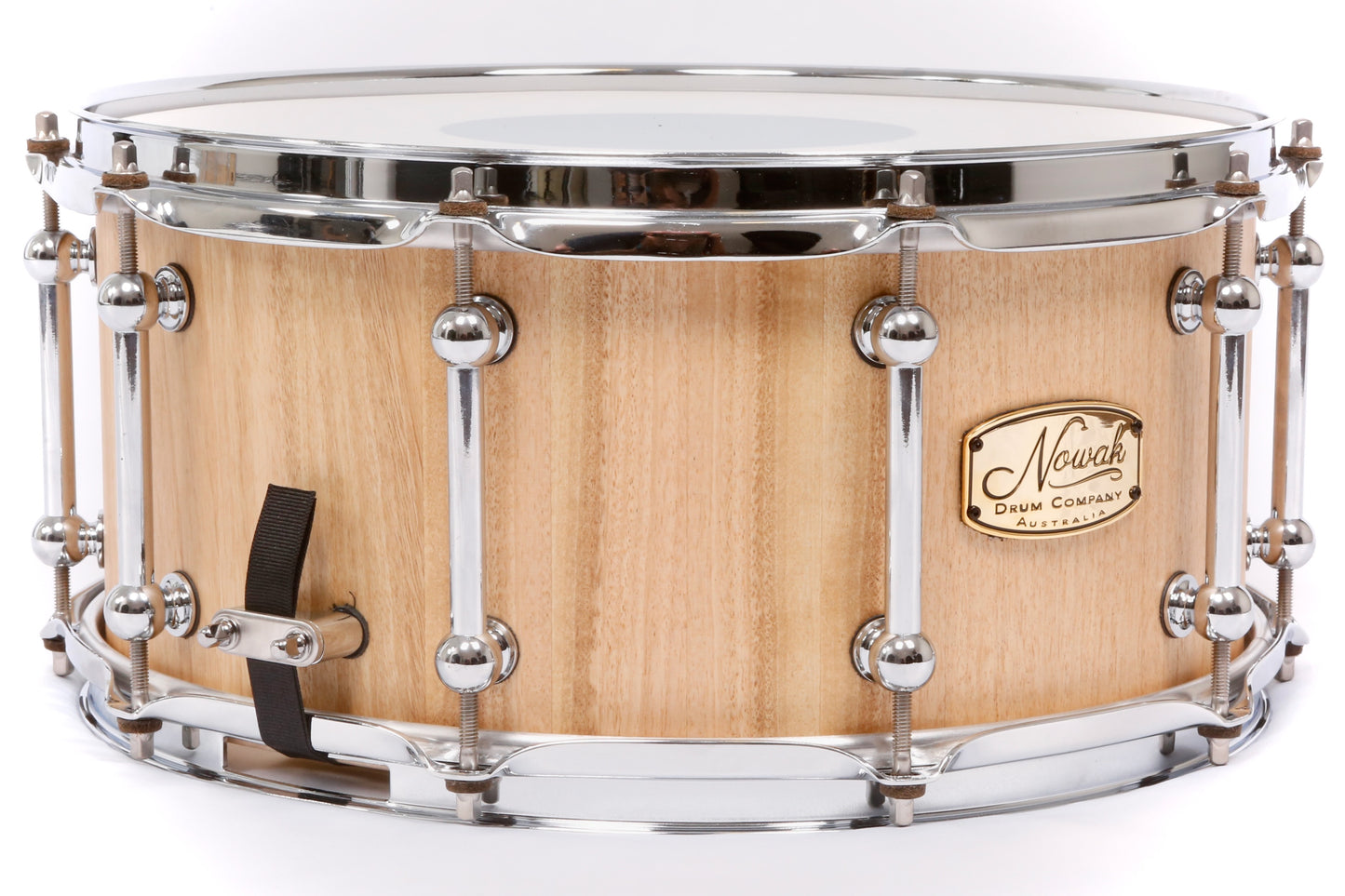 Blackbutt Block Stave Snare Drum.  Natural Finish. 14″ x 6 1/2″ Chrome Hardware